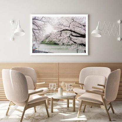 Blossom Trees Near River View Home Decor Premium Quality Poster Print Choose Your Sizes