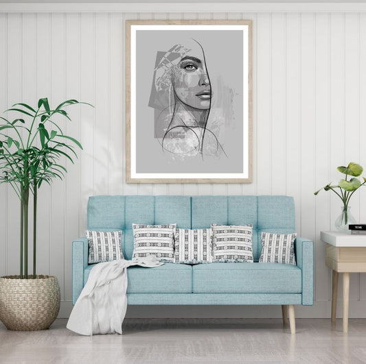 Woman Face Watercolor Painting Home Decor Premium Quality Poster Print Choose Your Sizes