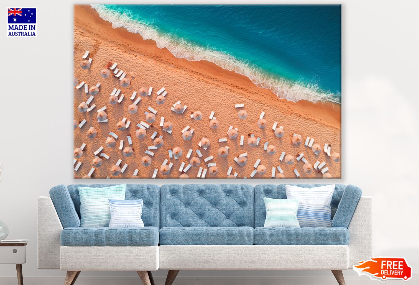 Sea & Beach Huts Aerial View Print 100% Australian Made