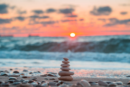 Zen Stones on Beach Photograph Print 100% Australian Made