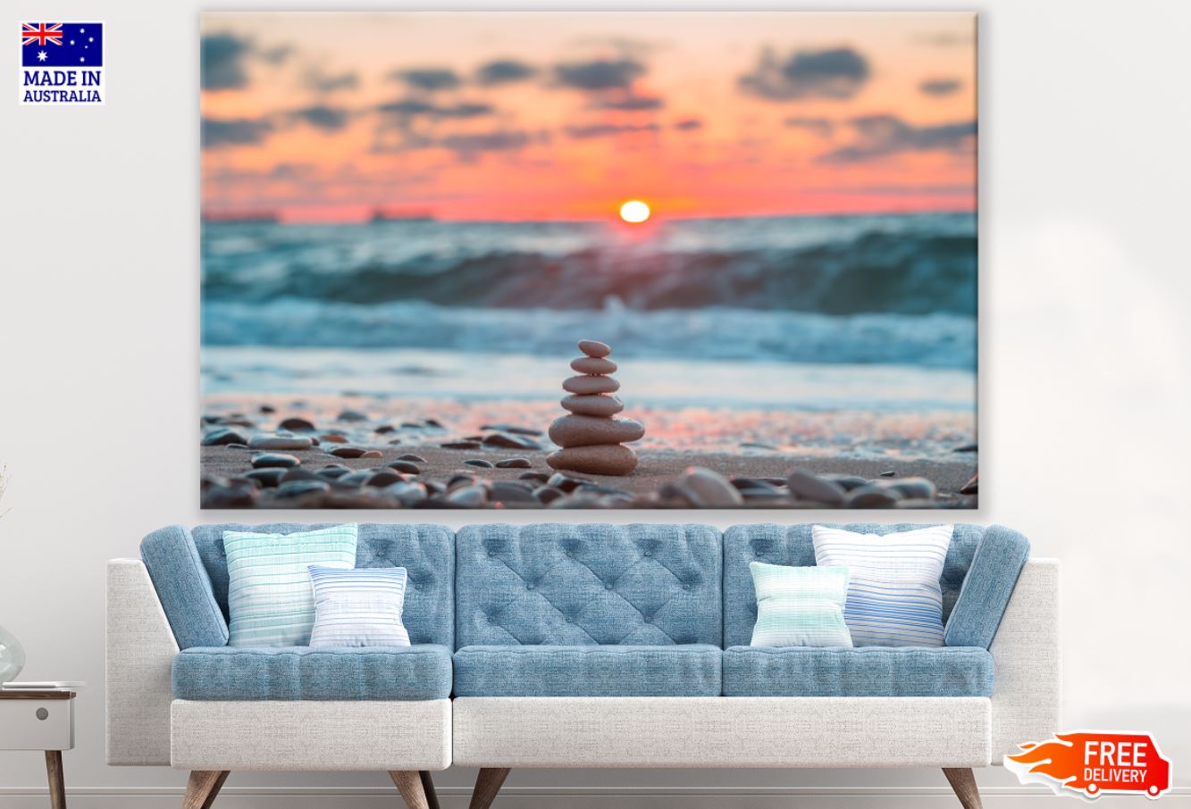 Zen Stones on Beach Photograph Print 100% Australian Made