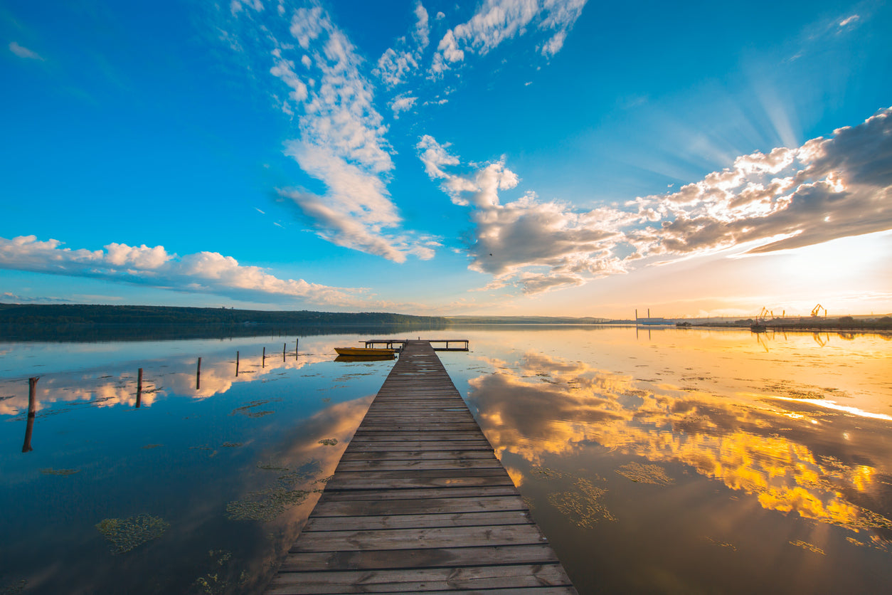 Wooden Pier Over Lake Photograph Print 100% Australian Made