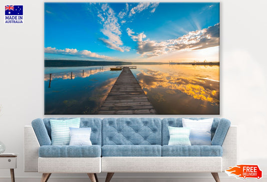 Wooden Pier Over Lake Photograph Print 100% Australian Made