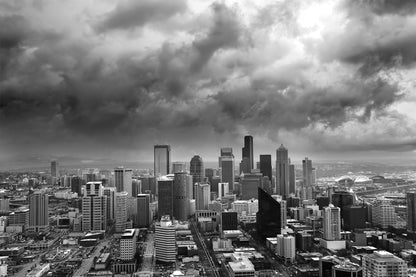 City Sky View B&W Photograph Home Decor Premium Quality Poster Print Choose Your Sizes