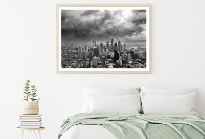 City Sky View B&W Photograph Home Decor Premium Quality Poster Print Choose Your Sizes