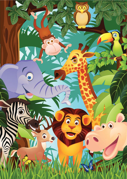 Animals Kids Colorful Vector Art Print 100% Australian Made