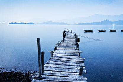 Wooden Pier Over Lake Scenery Print 100% Australian Made