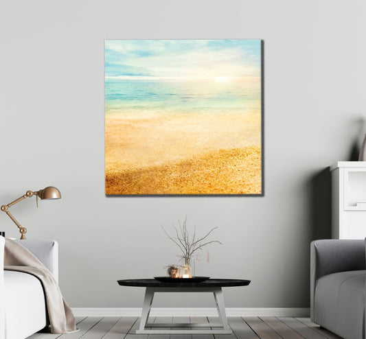 Square Canvas Sea Scenery Abstract Painting High Quality Print 100% Australian Made
