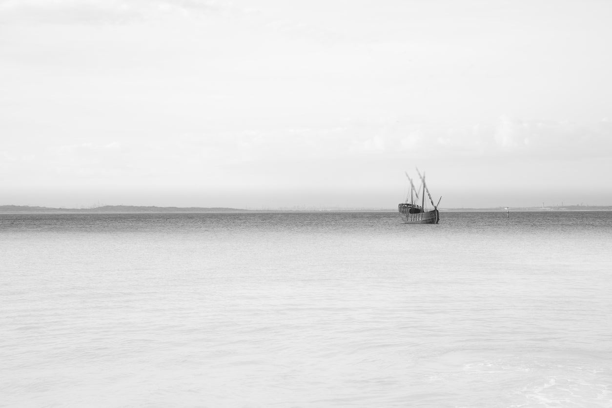 Ship on Sea B&W Photograph Home Decor Premium Quality Poster Print Choose Your Sizes