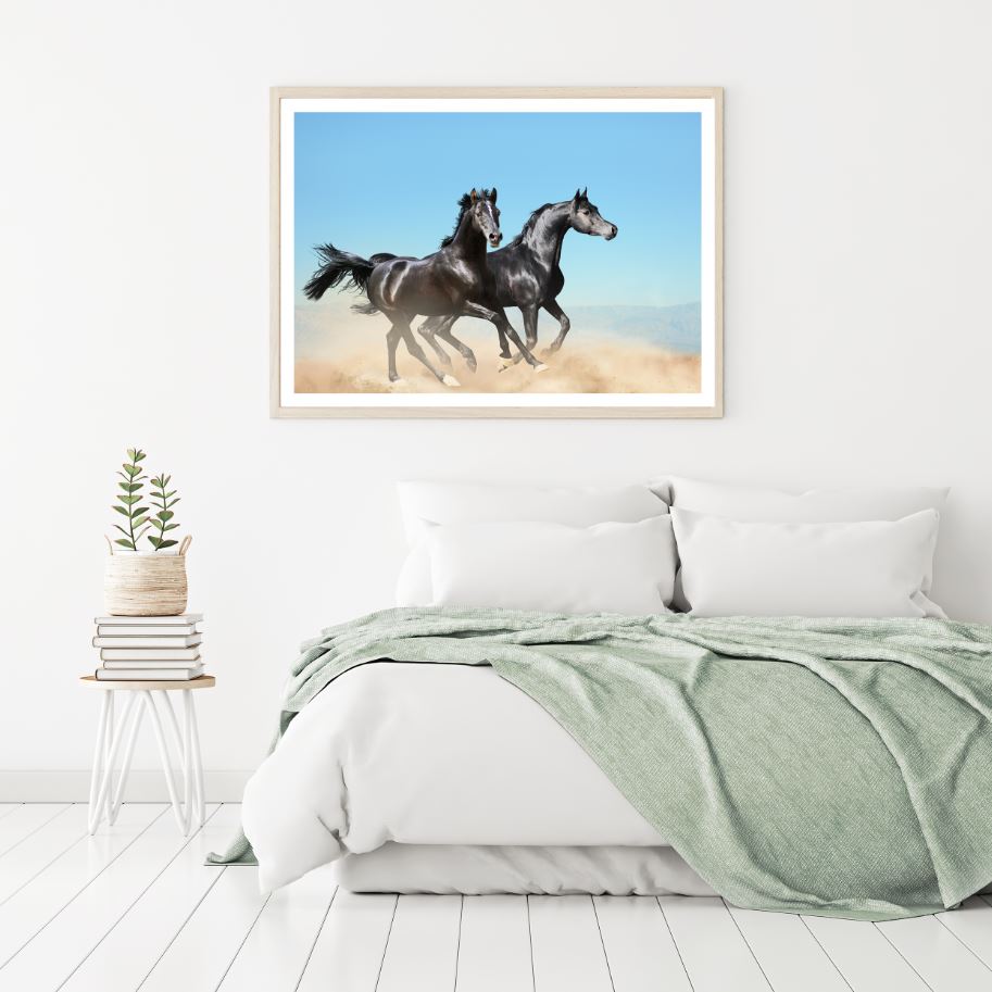 Horses Running On Sand Photograph Home Decor Premium Quality Poster Print Choose Your Sizes