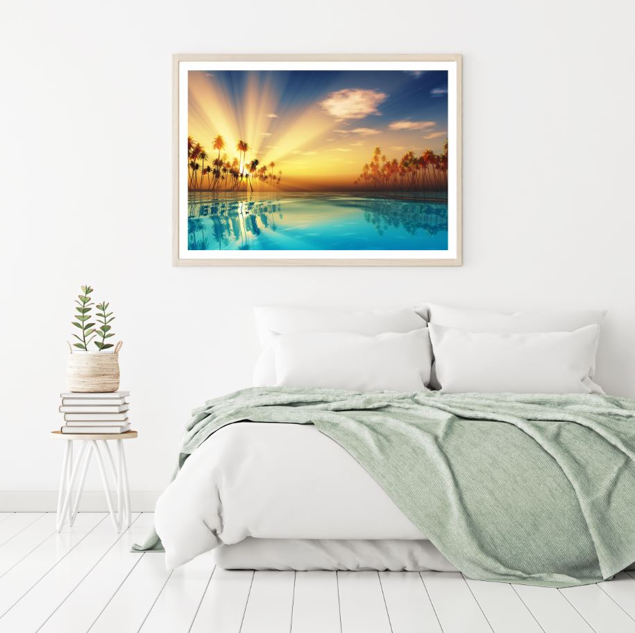 Infinity Pool & Palm Trees Sunset Home Decor Premium Quality Poster Print Choose Your Sizes