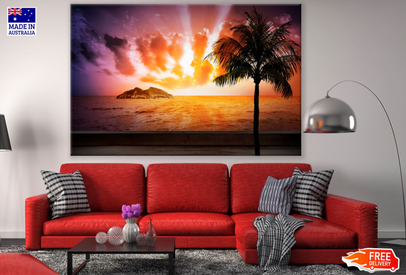 Palm Tree & Sunset Sky Photograph Print 100% Australian Made