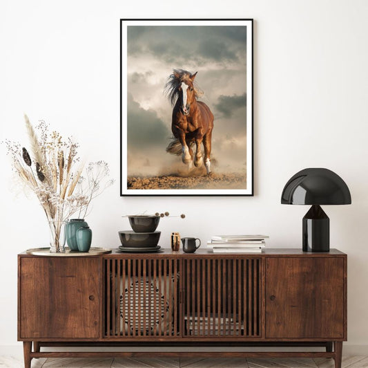 Horse Running On Sand Photograph Home Decor Premium Quality Poster Print Choose Your Sizes