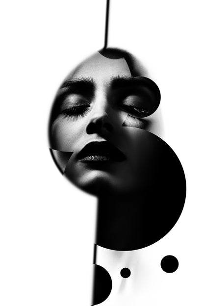 Girl Face & Abstract B&W Design Home Decor Premium Quality Poster Print Choose Your Sizes