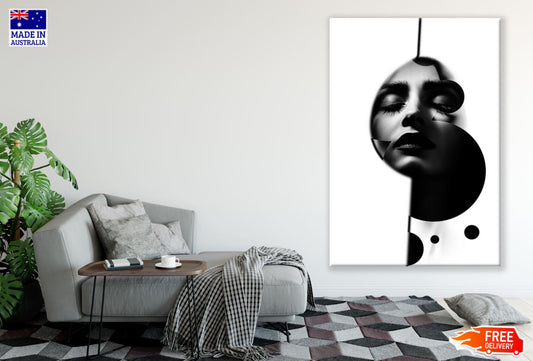 Girl Face & Abstract B&W Design Print 100% Australian Made