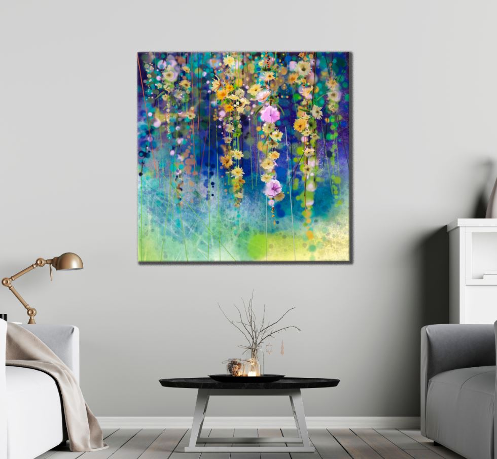 Square Canvas Colorful Flower Vines Art High Quality Print 100% Australian Made