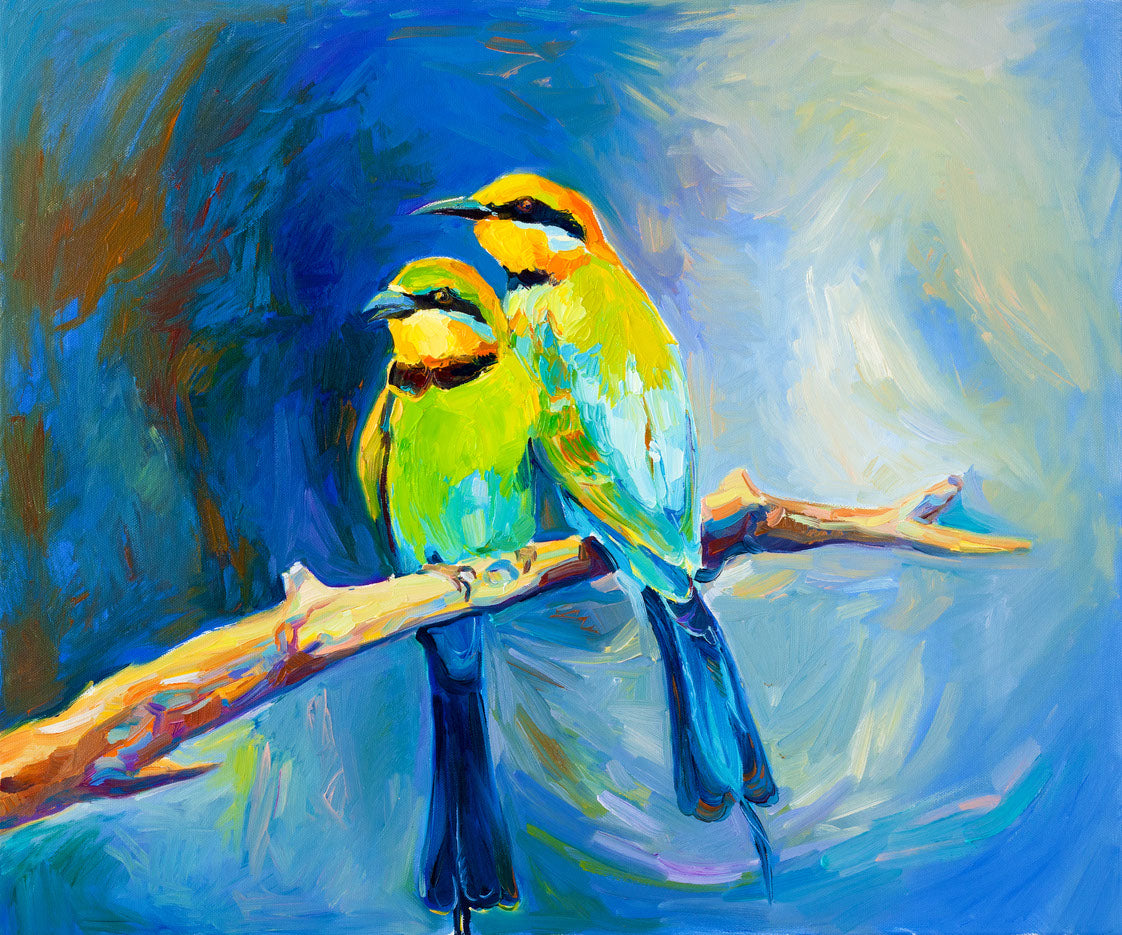 Birds on a Tree Oil Painting Home Decor Premium Quality Poster Print Choose Your Sizes