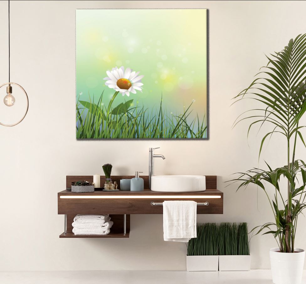 Square Canvas White Flower Vector Painting High Quality Print 100% Australian Made