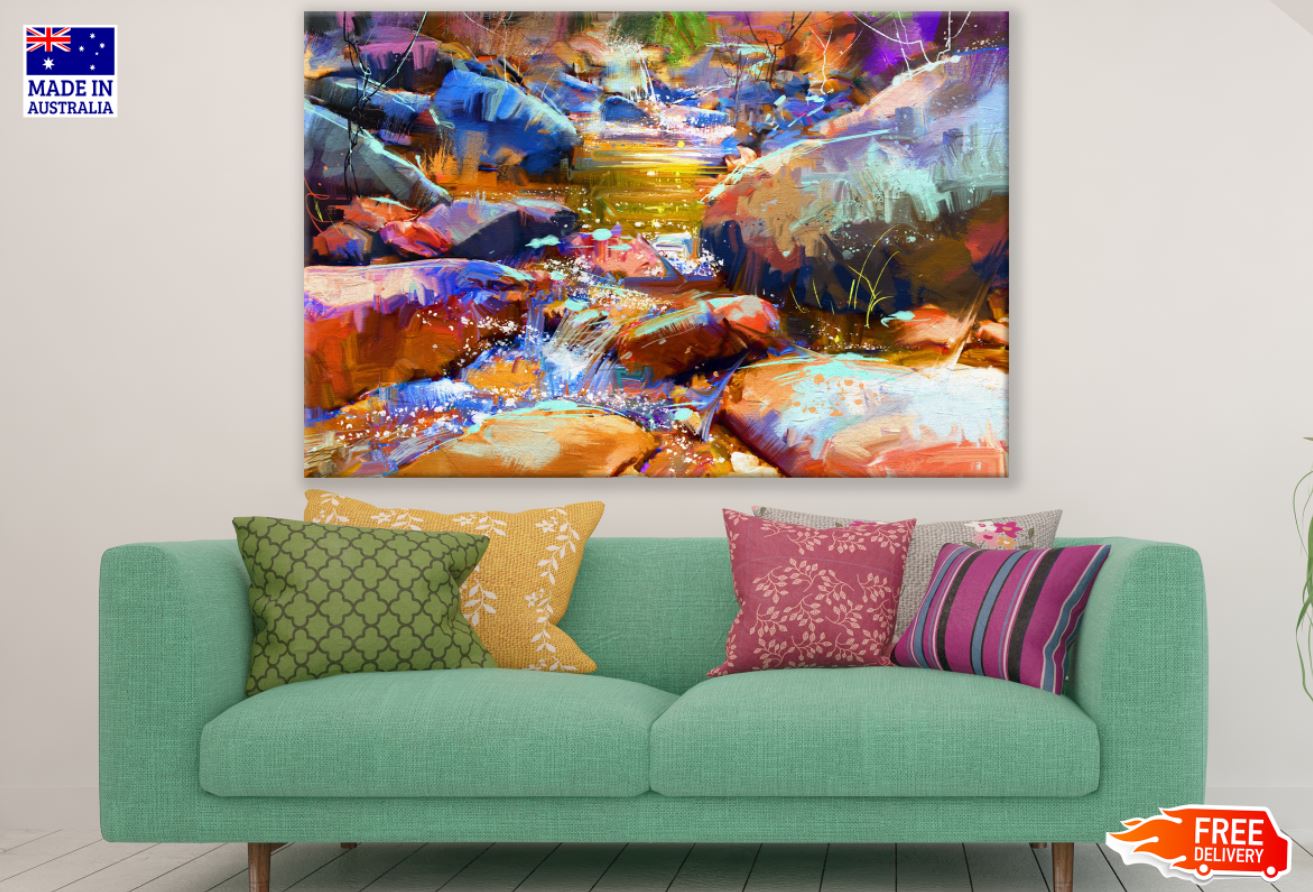 River Abstract Watercolor Paint Print 100% Australian Made