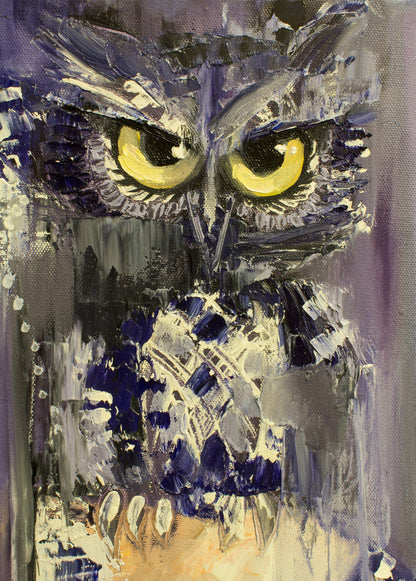 Owl Portrait Oil Painting Print 100% Australian Made