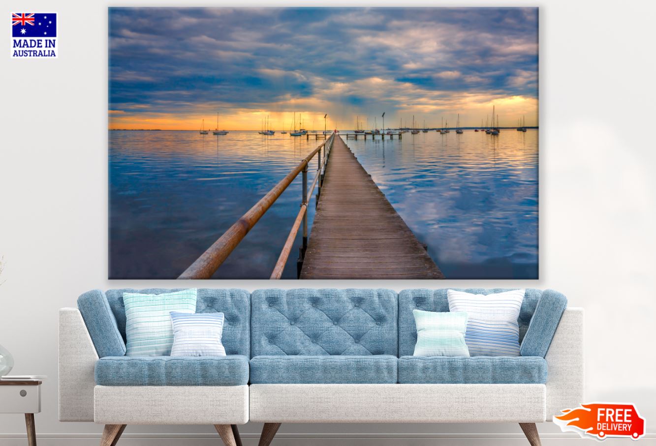 Wooden Pier Over Lake Photograph Print 100% Australian Made