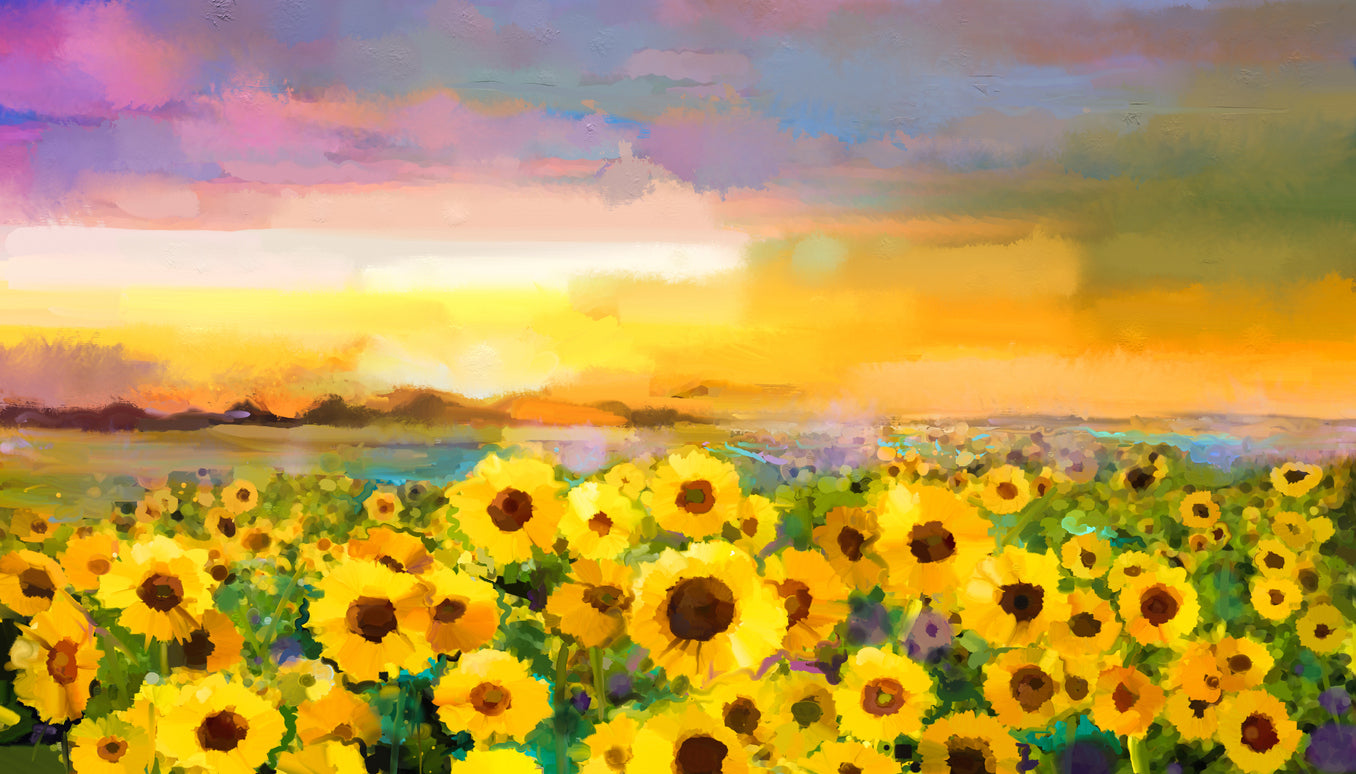 Sunflowers Field Oil Painting Print 100% Australian Made