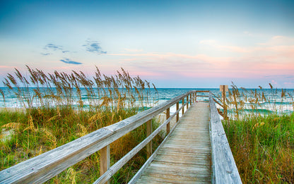 Wooden Bridge to Sea Photograph Home Decor Premium Quality Poster Print Choose Your Sizes