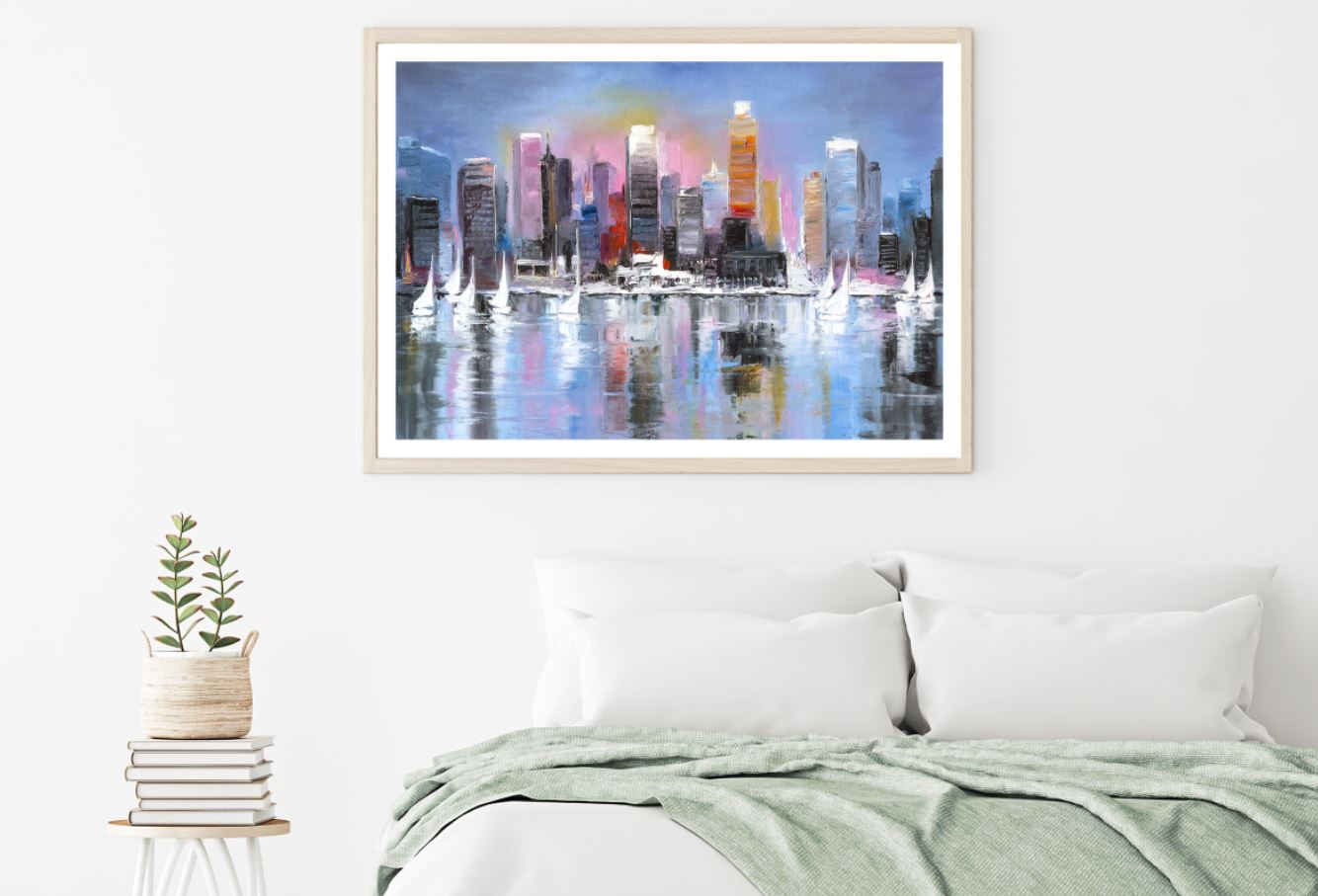 City Buildings Oil Painting Home Decor Premium Quality Poster Print Choose Your Sizes