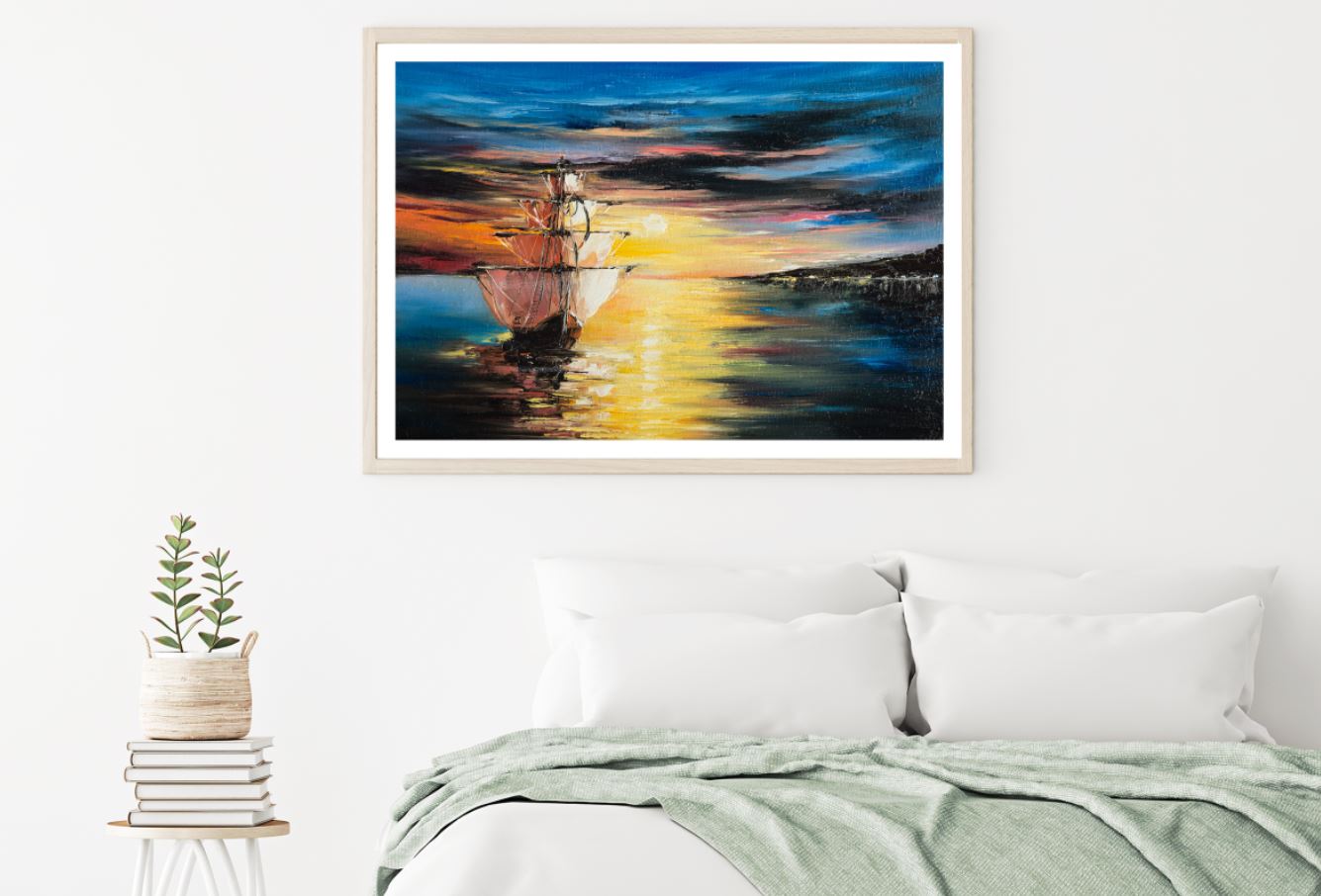 Ship on Sea Oil Painting Home Decor Premium Quality Poster Print Choose Your Sizes