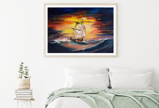 Ship on Sea Oil Painting Home Decor Premium Quality Poster Print Choose Your Sizes