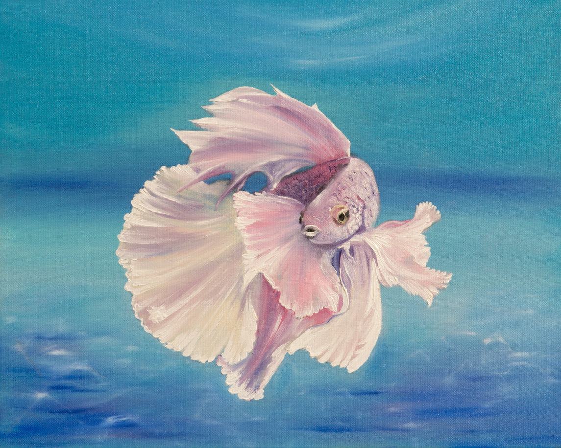 Pink Fish Oil Painting Print 100% Australian Made