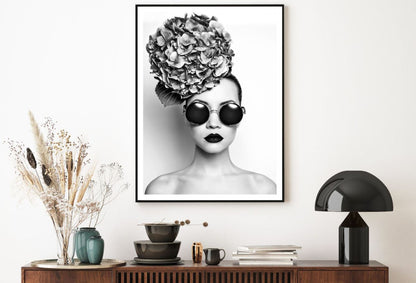 Girl with Floral Headdress B&W Home Decor Premium Quality Poster Print Choose Your Sizes