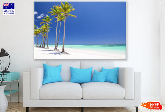 Palm Tree Row Near Sea Photograph Paint Print 100% Australian Made