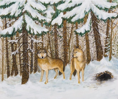 Wolves in Snow Covered Forest Art Home Decor Premium Quality Poster Print Choose Your Sizes