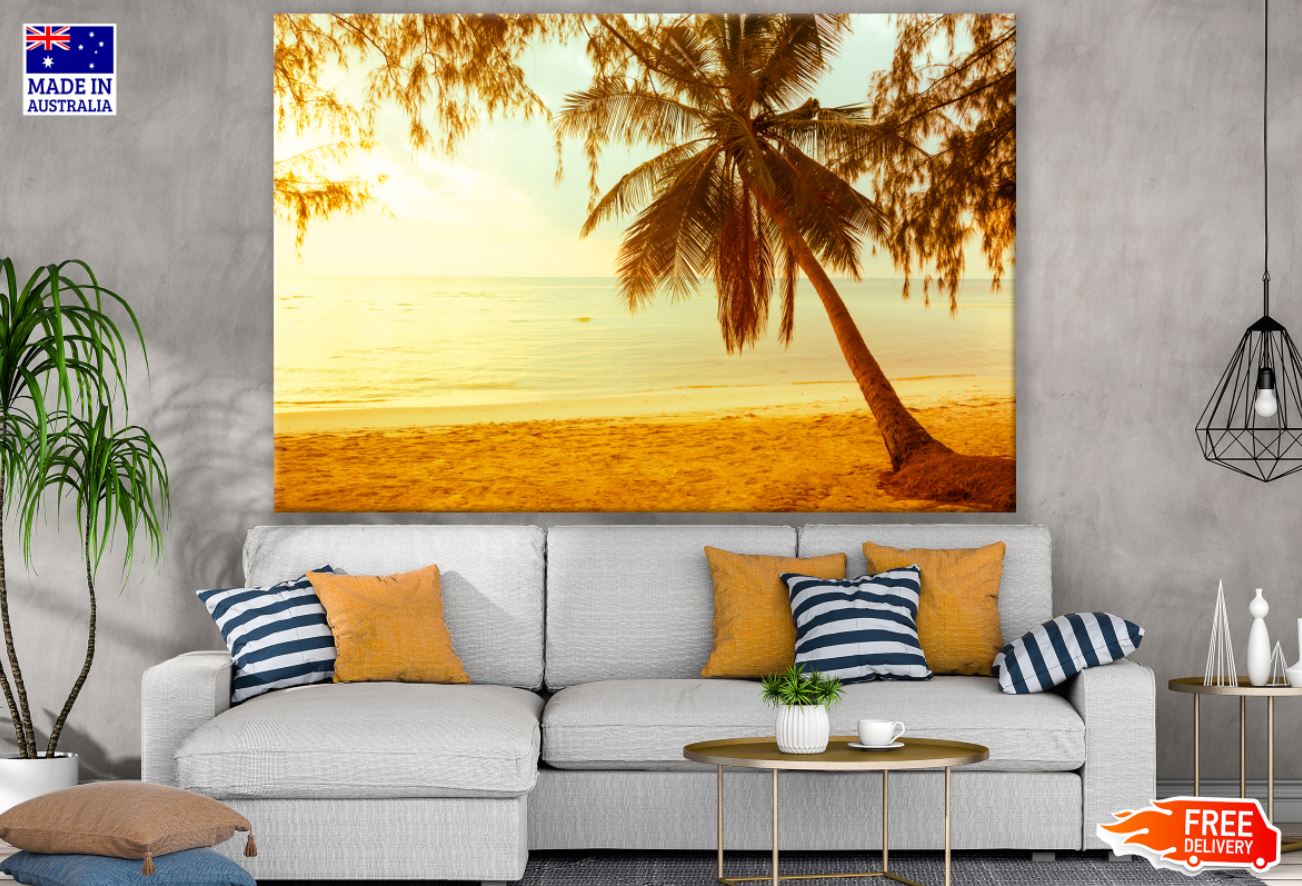 Sea & Palm Tree Sunset Photograph Print 100% Australian Made