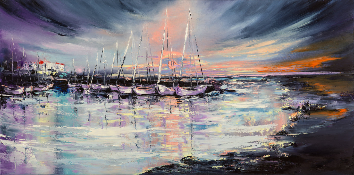 Boats on Sea Oil Painting Home Decor Premium Quality Poster Print Choose Your Sizes