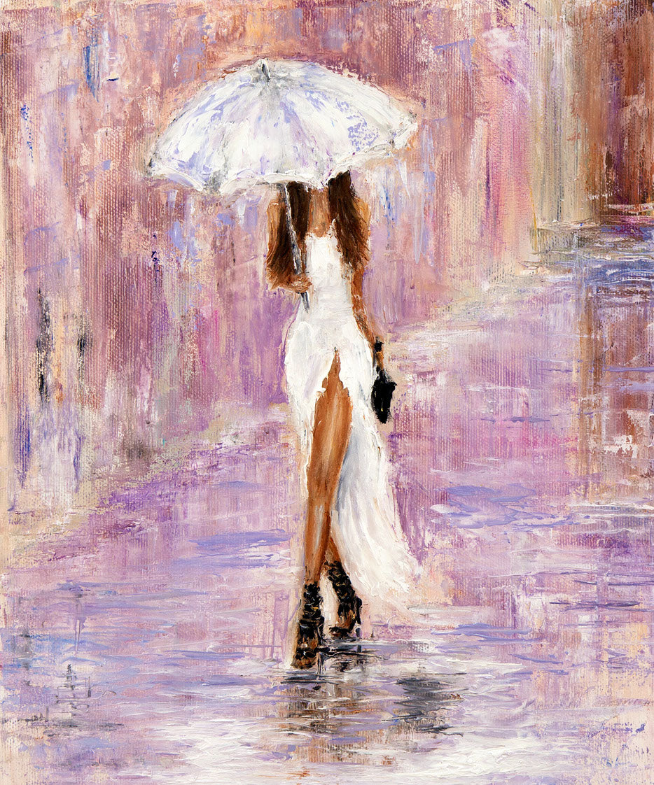 Girl with Umbrella Oil Painting Home Decor Premium Quality Poster Print Choose Your Sizes