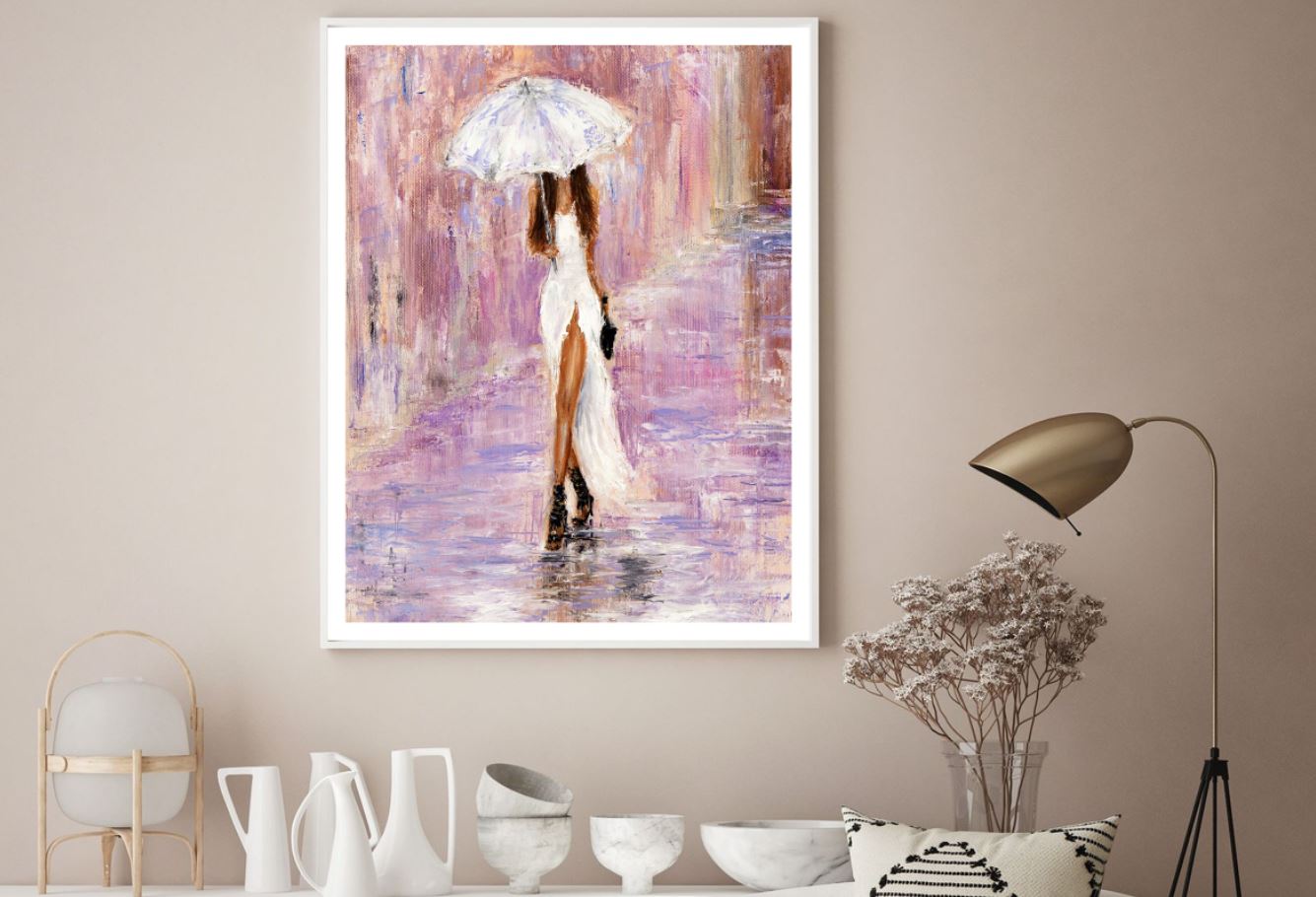 Girl with Umbrella Oil Painting Home Decor Premium Quality Poster Print Choose Your Sizes