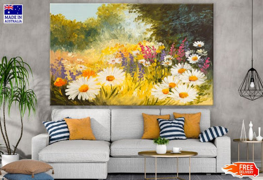 Colorful Flower Field Oil Painting Print 100% Australian Made