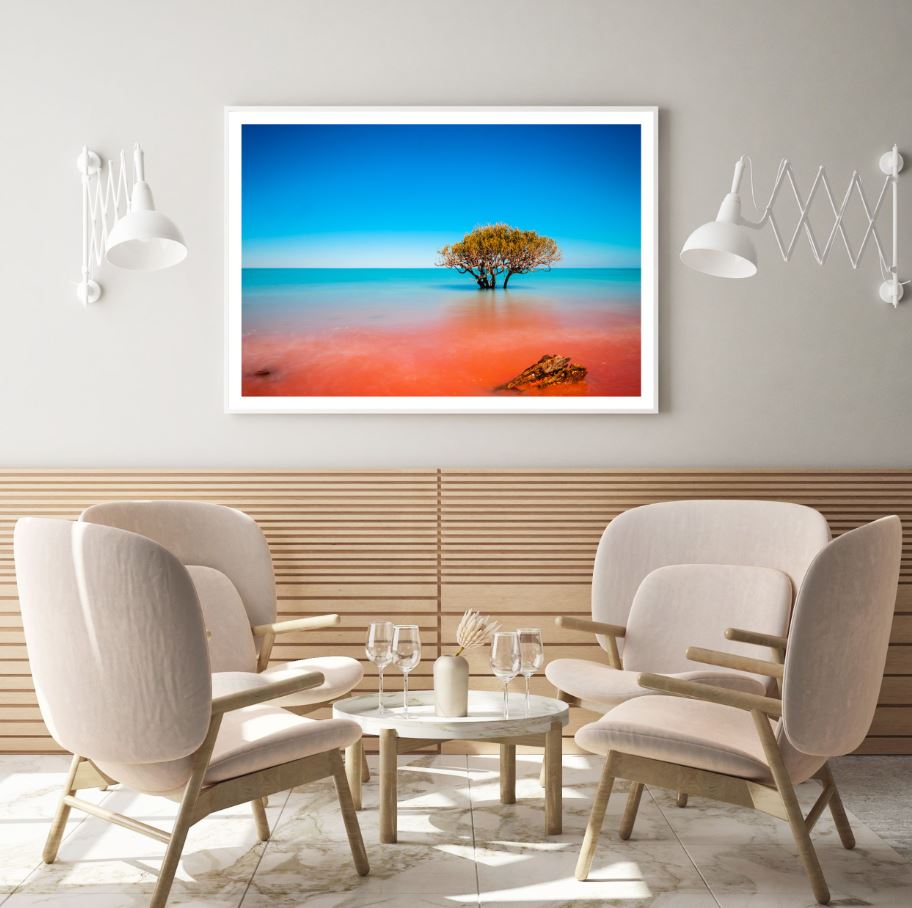 Tree in Sea Scenery Photograph Home Decor Premium Quality Poster Print Choose Your Sizes