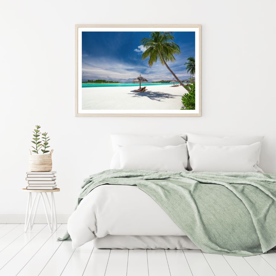 Palm Trees on Beach Sea Scenery Home Decor Premium Quality Poster Print Choose Your Sizes