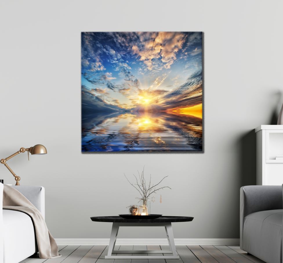 Square Canvas Sea Sunset Scenery Photograph High Quality Print 100% Australian Made