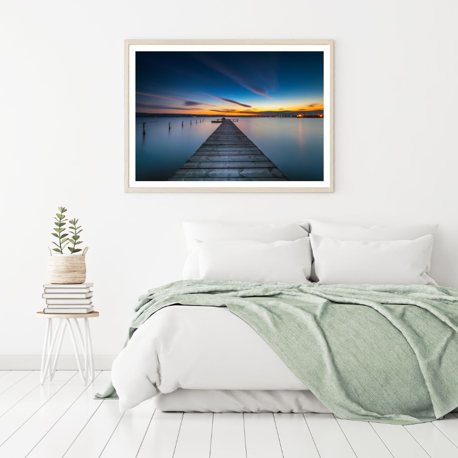 Wooden Pier Over Lake Sunset View Home Decor Premium Quality Poster Print Choose Your Sizes