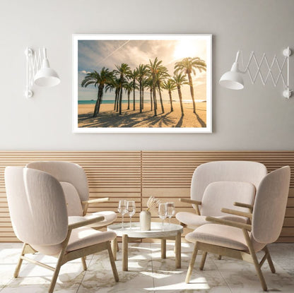 Palm Trees on Beach Photograph Home Decor Premium Quality Poster Print Choose Your Sizes