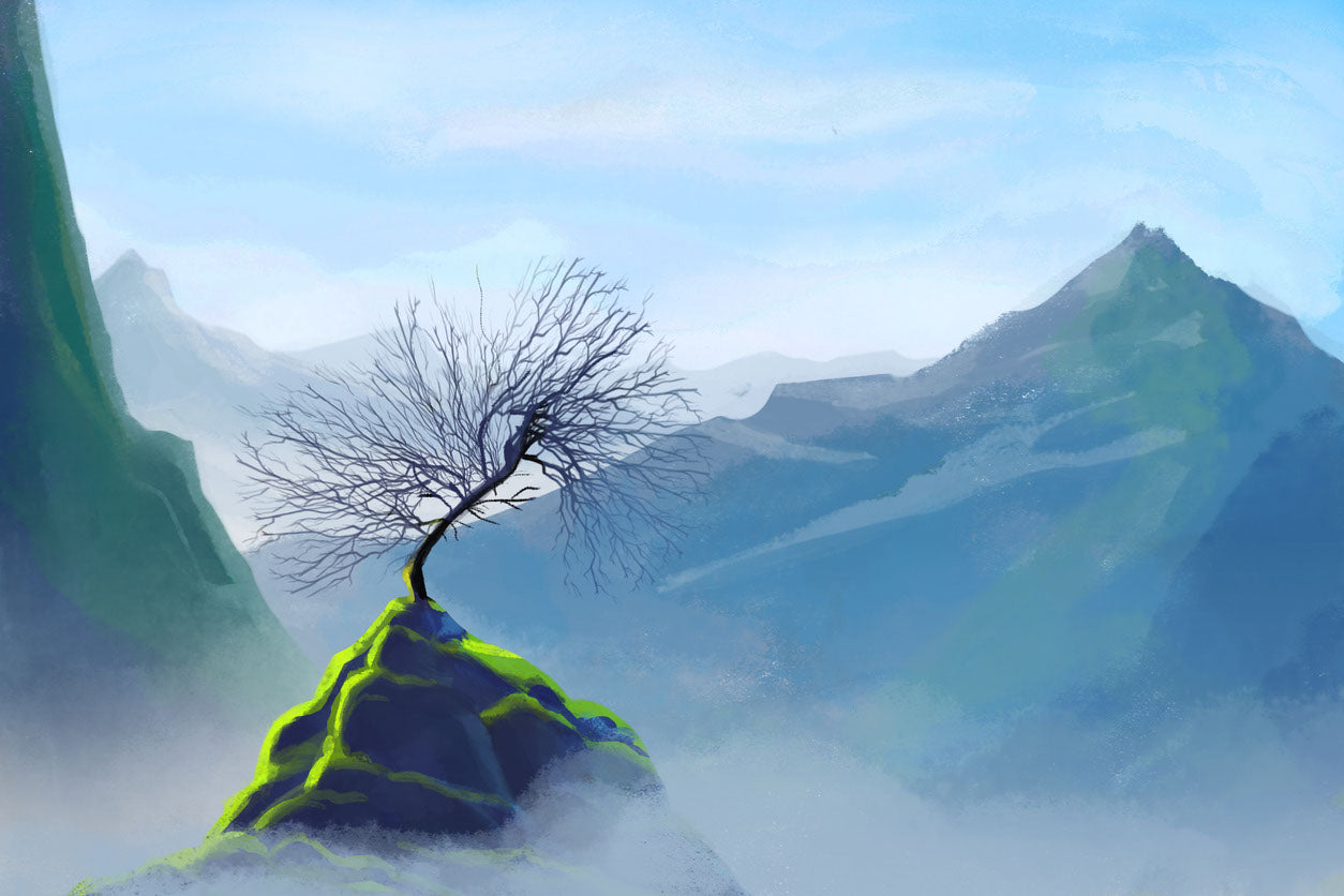 Tree on Hill Digital Painting Print 100% Australian Made