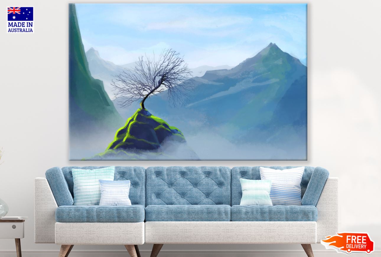 Tree on Hill Digital Painting Print 100% Australian Made