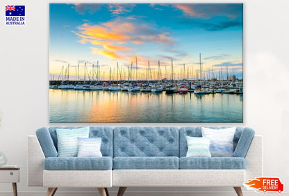 Yachts Anchored in Bay Scenery Photograph Print 100% Australian Made