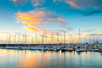 Yachts Anchored in Bay Scenery Photograph Print 100% Australian Made