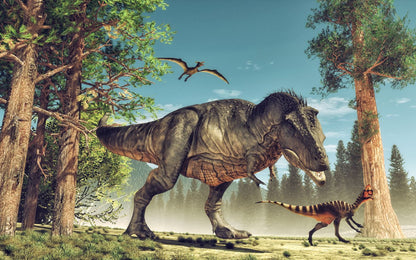 Dinosaurs in Forest Digital Paint Home Decor Premium Quality Poster Print Choose Your Sizes