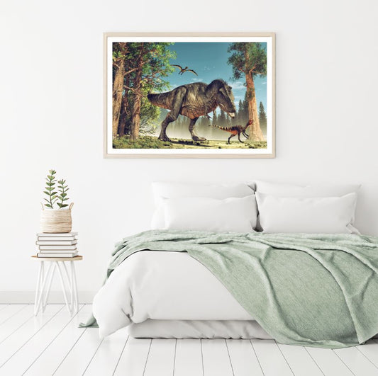 Dinosaurs in Forest Digital Paint Home Decor Premium Quality Poster Print Choose Your Sizes